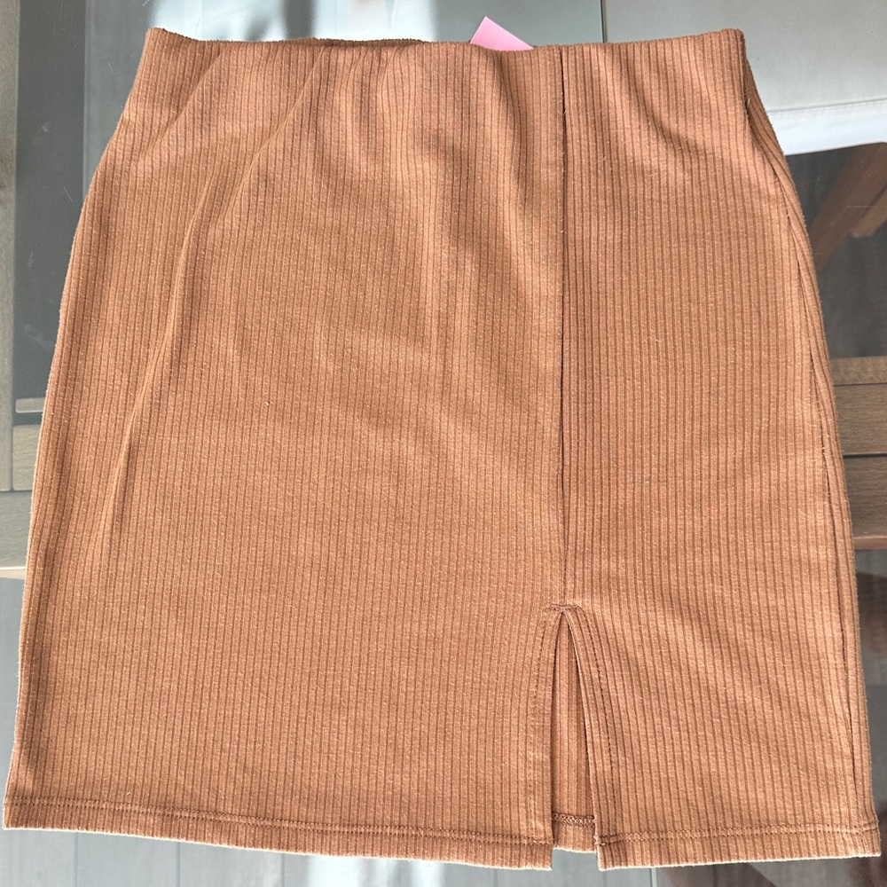 Garage Tan Ribbed mini Skirt